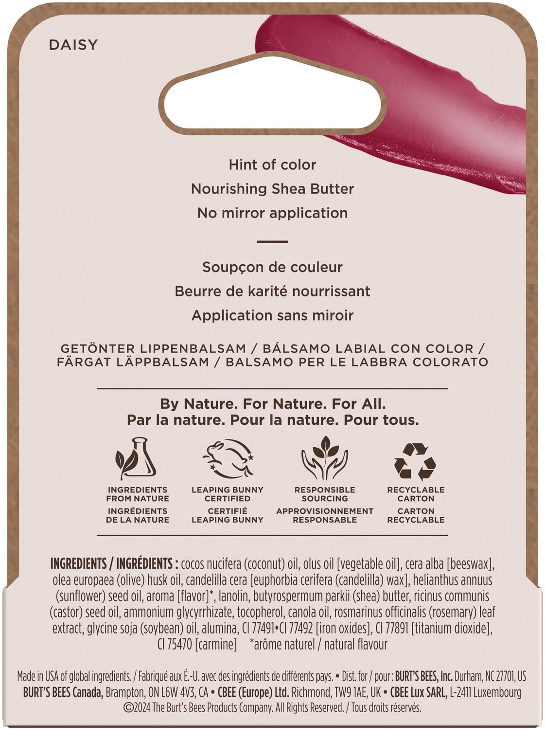 Burt's Bees 100% Natural Origin Moisturizing Tinted Lip Balm, Daisy with Shea Butter