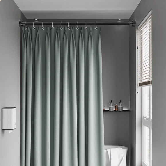 Czzoypi Telescopic Shower Curtain Rod, No Drill Stainless Steel Adjustable Tension Pole, Heavy Duty Bathroom Curtain Rod for Space Saving Clothes Drying, Black