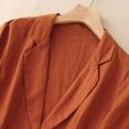 thumbnail image 4 of Timegard Womens Suit Jacket Cotton Linen Stand Collar Button Long Sleeve Lightweight Fall Loose Coat, 4 of 6