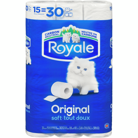 Papier Hygiénique Original, 15 Équivaut à 30 Rouleaux, 242 Feuilles de Salle de Bain par Rouleau