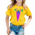 thumbnail image 1 of AJIWYH Chemise Orange Fille, Chemise Décontractée Imprimée à Col Rond à Manches Courtes pour Fille T-Shirt Chemise Décontractée, Uniformes Scolaires pour Filles pour 5-6 Ans, Jaune, 1 of 4
