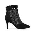 thumbnail image 3 of Unique Bargains Women's Mesh Stiletto High Heels Ruffle Prom Ankle Boots Black 7.5, 3 of 7