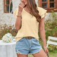 thumbnail image 4 of Birdeem Mode Femmes Été Col en V Uni Manches Courtes Aguichant Haut Blouse, 4 of 6