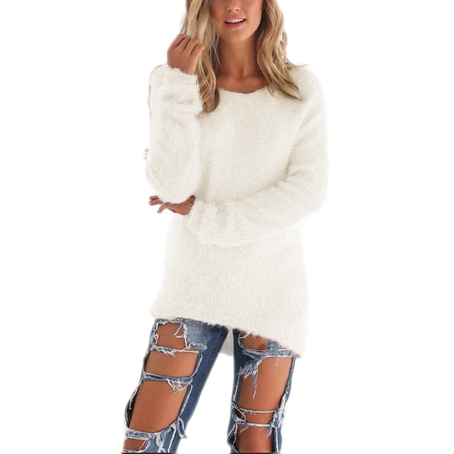 UKAP Chandail Femme Hiver Chaud Pull-Over Ample Blanc m