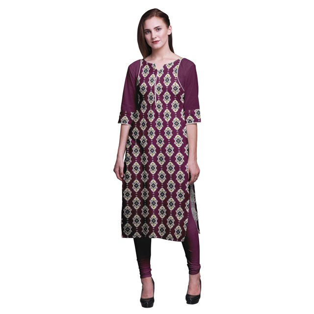 Bimba Cotton Printed Straight Kurtis For Women Panel Kurta Summer Tunic-X-Large