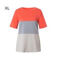 thumbnail image 2 of T-shirt pour Femmes à Blocs de Couleur, Blouse à Col Court, T-shirt à Blocs de Couleur pour Femmes, Haut à Manches pour Fille, Blouse à Col Rond, Rouge Coloré, TG, 2 of 6