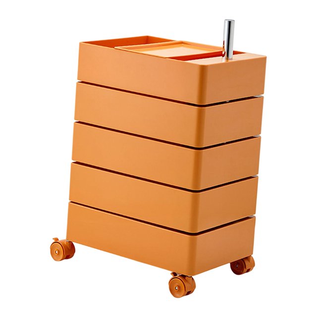 DOLITY Rolling Storage Cabinet 5 Tier Rotating Storage Cart for Kitchen Dorm Office Orange