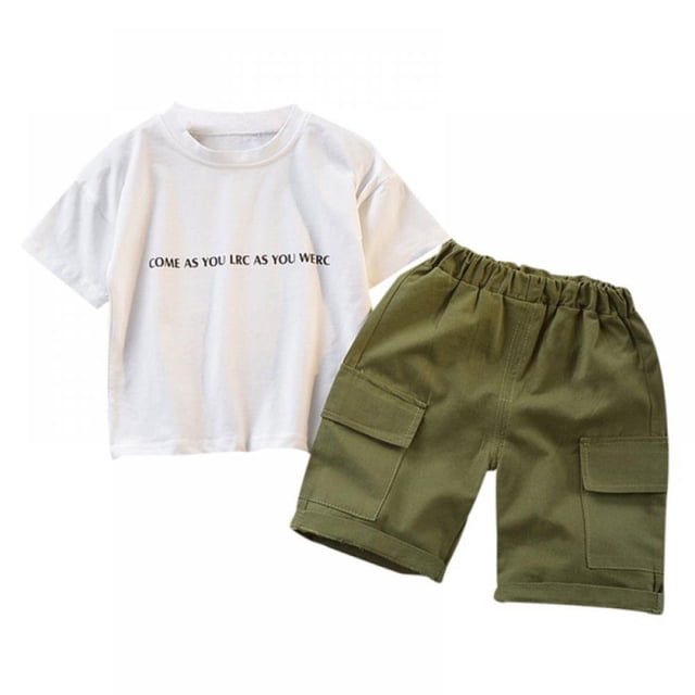 Kids Boy Clothes Set Summer Robot Printed T-shirt Shorts Two-piece Set