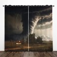 thumbnail image 1 of Floral Kitchen Curtains Set Linen Tier Curtains and Valance Farmhouse Drapes for Small Windows 24 Inch Length for Cafe Living Room Bathroom Rod Pocket 3 Pieces Set Grey on Beige, 1 of 6