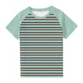 thumbnail image 1 of Économies d'Été! SROBPTY T-Shirts à Manches Courtes pour Tout-Petits, Garçons Tout-Petits Mode Col Rond à Rayures Imprimé Manches Courtes Vert Menthe, 3 Ans, 1 of 1