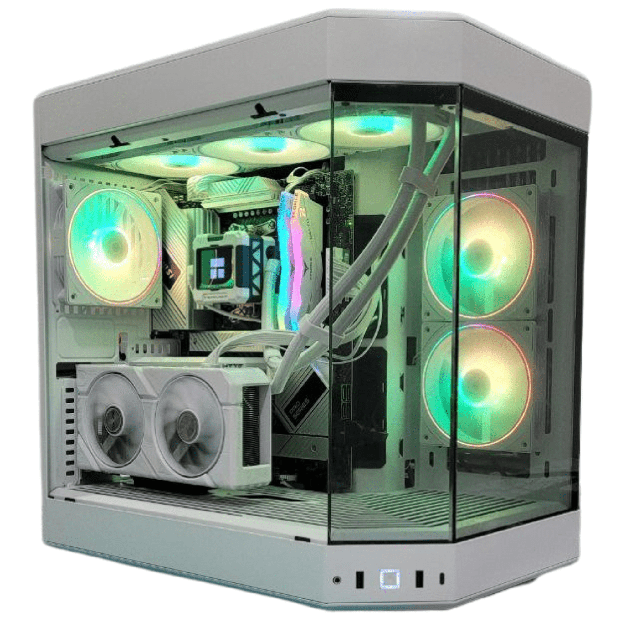 Delta Labs Titus Gaming PC — Ryzen 7 5700 8-Core, RTX 5060 ti 8GB GDDR7, 32GB DDR4 RAM, 1TB NVMe SSD, HyteY60 White, Windows 11 — High FPS, Ready, Stunning White Build