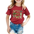 thumbnail image 4 of T-shirts Filles Été Col Rond Manches Courtes Nœud Imprimé Coupe Décontractée Basiques Hauts Filles Rouge 10-11 Ans, 4 of 4