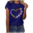 thumbnail image 2 of SMihono Hauts pour Femmes Été Chic Décontracté Femmes Décontracté Impression de Lettres Manches Courtes Col Rond T-Shirt Ample Blouse Hauts Grande Taille T-Shirt, 2 of 6