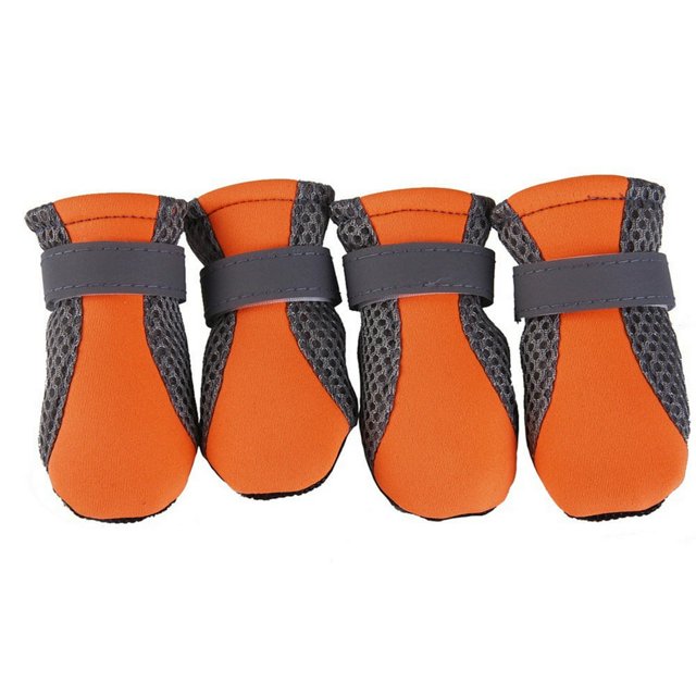 4Pcs Pet Dog Shoes Non-slip Soft Sole Breathable Mesh Adjustable Straps Boots