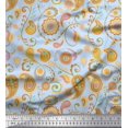 thumbnail image 1 of Soimoi Blue polyester Crepe Fabric Mandala & Paisley Printed Craft Fabric by the Yard 42 Inch Wide, 1 of 4