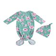 thumbnail image 2 of Baby Sleeping Bag Set Sleepsuit Newborn Long Sleeves CrewNeck Flower Print Sleeping  Hat Swaddles Sleeping Sack, 2 of 5