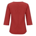 thumbnail image 3 of Babysbule Manches 3/4 pour Haut d'Été pour Femmes Col Rond T-Shirt Ample Mode Tunique à Boutons 2025, 3 of 8
