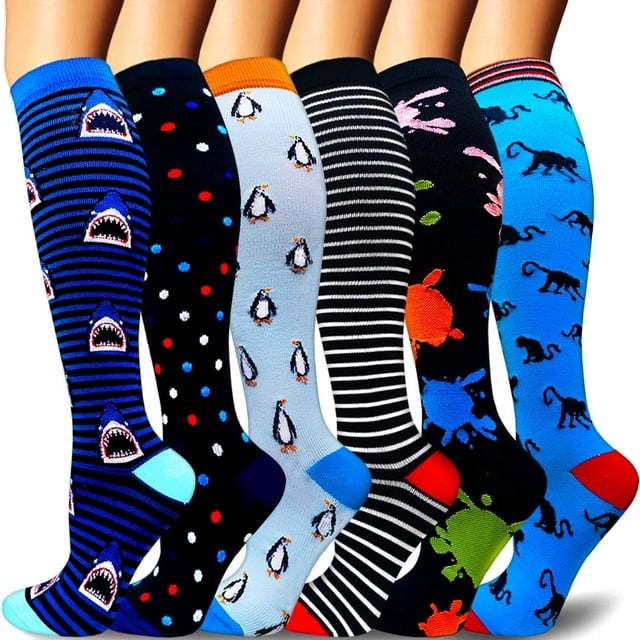 CNKOO Bas de Compression pour Hommes et Femmes 6 Paires P-M