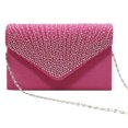 thumbnail image 3 of thinsony Women Envelope Bag Rectangular Hasp Rhinestone Stylish Fashionable Business Party Bridal Handbag Birthday Gift Rose Red, 3 of 9