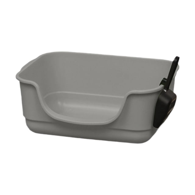 GROWTH TANK Cat Litter Box Anti Splashing Portable U Shape Lowered Front for Indoor Cats Gray