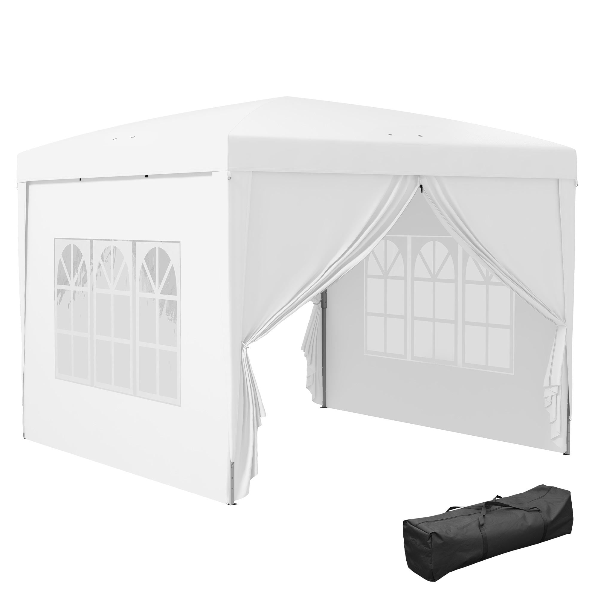 Outsunny 10'x10' Outdoor Pop Up Party Tent with Carrying Bag White