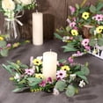 thumbnail image 3 of 12 Pcs Spring Summer Artificial Flowered Wreath Mini Floral Wedding Candle Rings Wreaths Pillar Candle Holder for Wedding Spring Summer Home Door Tabletop Decoration, 3 of 8