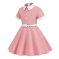 thumbnail image 3 of XEGLSBU Short Sleeve Belt Splicing Vintage Children's Dress Princess Dress, 3 of 7