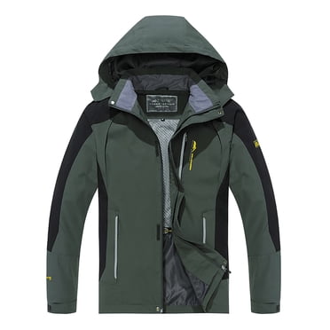SDNall Manteau de Pluie Long pour Homme Coupe-Vent Veste d'Extérieur avec Capuchon Manteau de Travail en Polyester pour le Printemps Randonnée Voyage