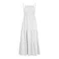 thumbnail image 3 of Robe Bohème pour Femmes Robe Bohème pour Femmes à Bretelles Spaghetti, Smockée, à Étages, Longue, de Plage, Soleil, Sans Manches, Unie, Robe Maxi, 3 of 7