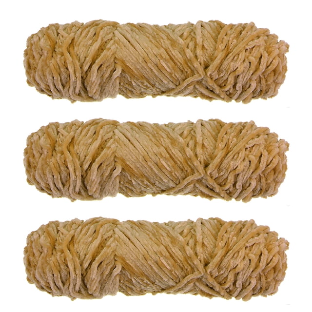 Unique Bargains 3 Écheveaux Fil Chenille Fil Couverture Doux 3x100gr/3.5oz (3x131yds) Polyester Velours Tricot Kaki