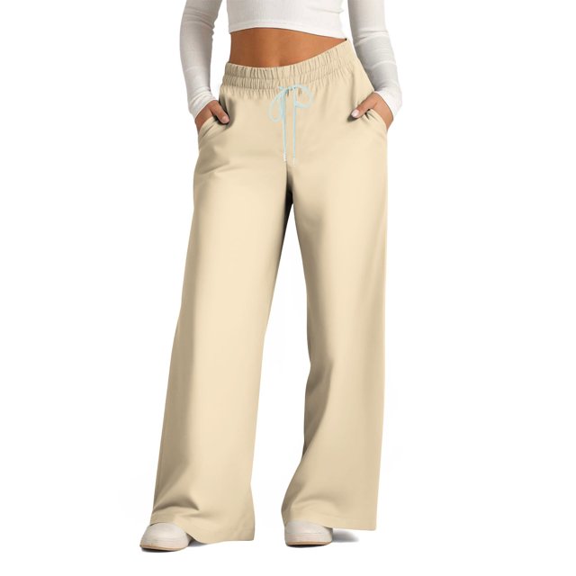 Pants for Women, Womens Fashionable Striped Printed Drawstring Wide Leg Pants