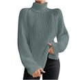 thumbnail image 1 of Yuyuzo Womens Winter Fall Sweater Solid Color Turtleneck Cable Knit Long Sleeve Sweaters Pullover Tops, 1 of 6