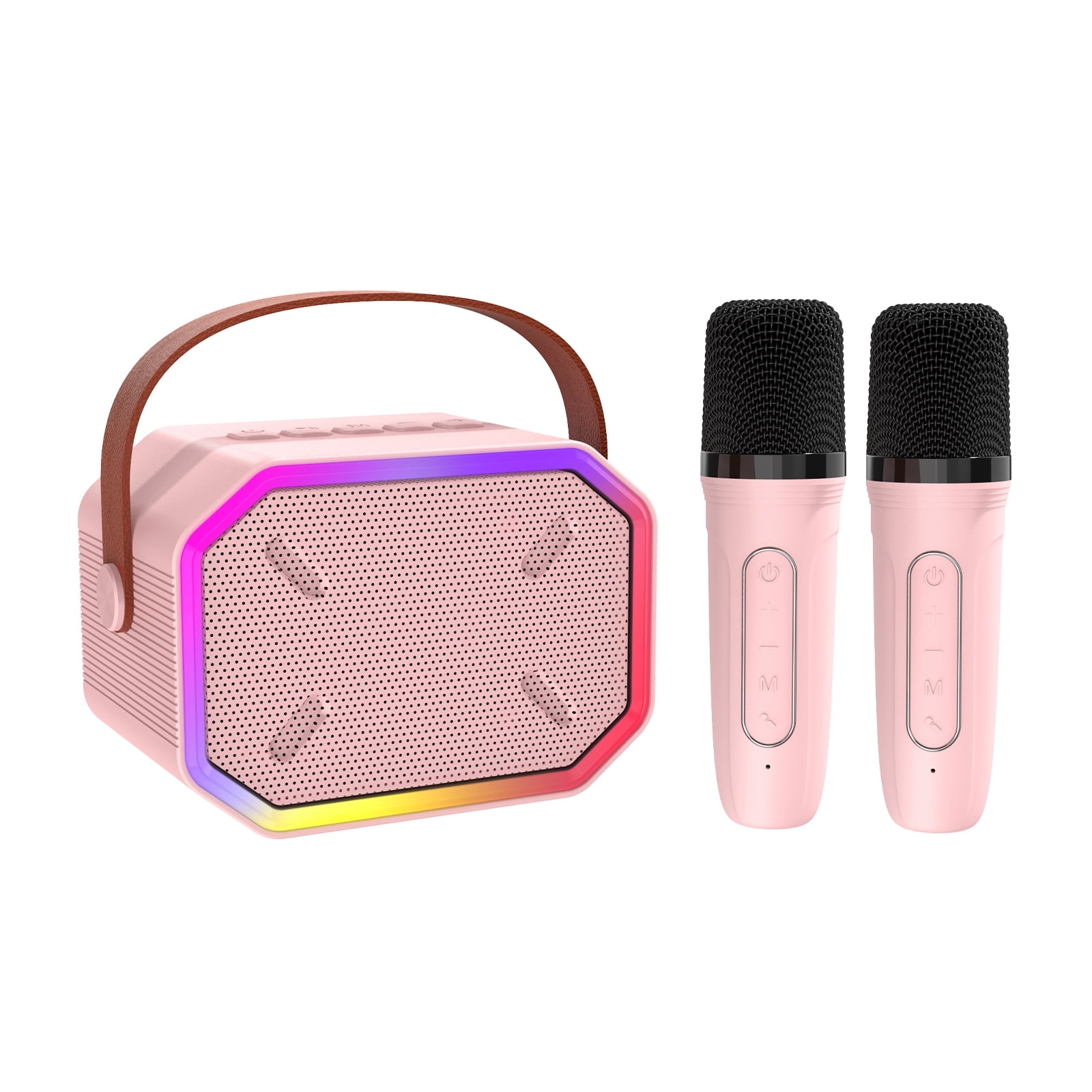 Mini BT Karaoke Machine Karaoke Speaker with Wireless Microphones Dazzling
