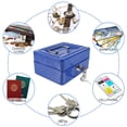 thumbnail image 4 of Metal Cash Box 1Pc Mini Portable Steel Petty Lockable Cash Money Coin Safe Security Box Household New(????), 4 of 7