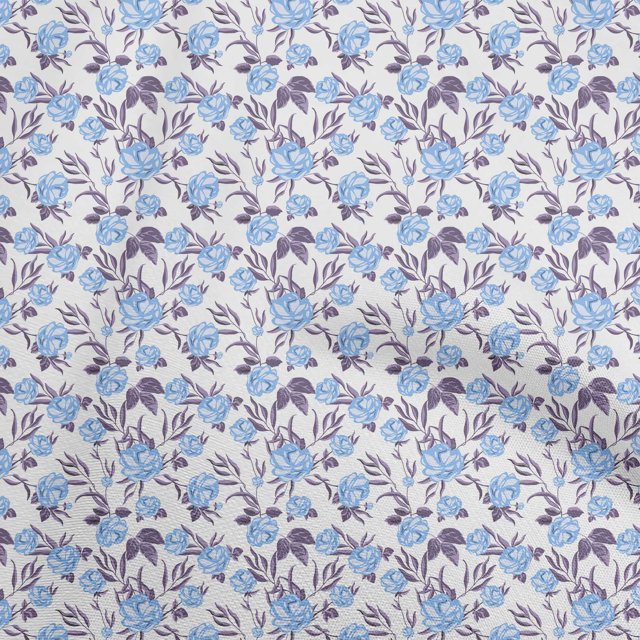 oneOone Tissu Polyester Spandex Blanc Matériel de Robe Florale Tissu Imprimé Tissu au Mètre 56 Pouces de Large