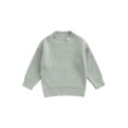 thumbnail image 1 of Kmbangi Chandail d'Automne pour Enfants Unisexe Couleur Unie Col Rond Manches Longues Hauts Tricotés, 1 of 9
