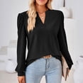 thumbnail image 4 of Pompotops T-shirt Ample à Manches Longues à Col en V Uni pour Femme Liquidation, 4 of 6