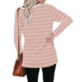 thumbnail image 3 of CEHVOM T-shirt Ample Décontracté à Manches Longues pour Femmes, Col en V, Imprimé à Rayures, Mode, 3 of 5