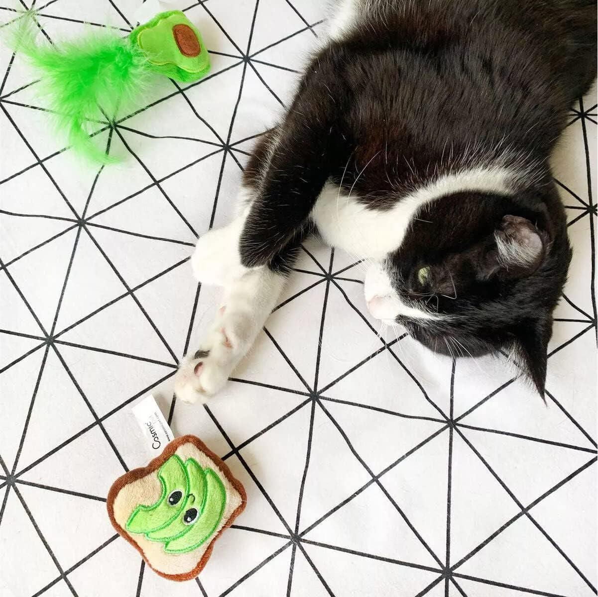 Quirky Kitty Toast à l'Avocat Herbe à Chat Peluche Lot de 2 Jouet pour Chat
