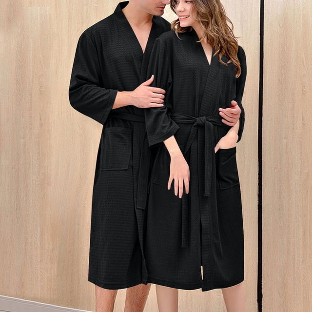 RXIRUCGD Robe de Nuit d'Hiver Chaude pour Femmes Peignoir pour Couple Hommes et Femmes et Robe de Nuit d'Hiver ( Noir, Taille : L )