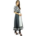 thumbnail image 1 of Phagun Kurta Ethnique en Coton Imprimé de Designer Gris Anarkali Tunique Kurti Robe-8, 1 of 1