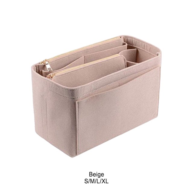 pitrice Felt Insert Bag Multi-functional Travel Cosmetic Bag For Girls On Go With Fine beige XL 34*17*18cm 1Set