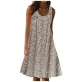 thumbnail image 1 of Womens Summer Print Dress Short Sleeve Crew-Neck Loose Dress Beach Dress Sun Dress Ruffled Flowy Midi Dress, 1 of 1