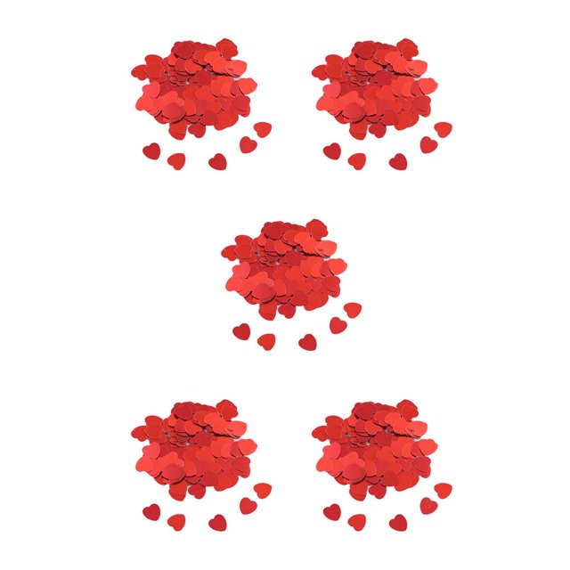 Langgg Paper Scraps Mini Heart Shape Wedding Accessory Plastic Material Confetti Tabletop Ornament for Valentine's Day Red15mm 5Set