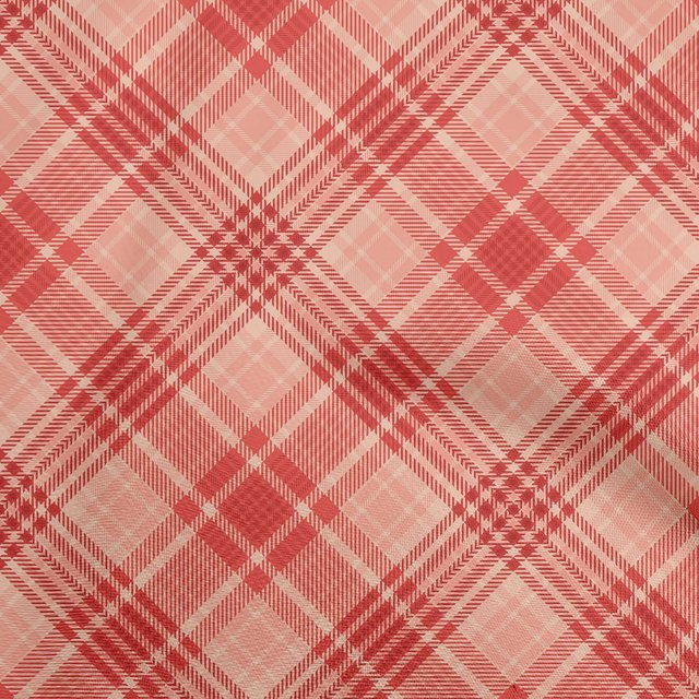 oneOone Georgette Viscose Red Fabric Check Craft Projects Decor Fabric Printed By The Yard 42 Inch Wide
