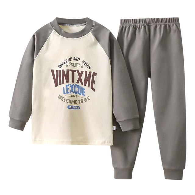 Ensemble de Pyjama en Coton pour Filles et Garçons, Haut à Manches Longues et Pantalon