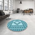 thumbnail image 4 of Ahgly Tapis d'Intérieur Lavable en Machine Carré Transitionnel Vert Cyan Foncé, 7 Pieds Carré, 4 of 7