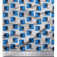 thumbnail image 1 of Soimoi Blue Rayon Fabric Monitor & Bossy Girl Print Fabric by Yard 42 Inch Wide, 1 of 3
