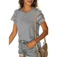 thumbnail image 2 of Birdeem T-Shirt Mode Décontracté pour Femmes, Manches Courtes, Couleur Unie, Blouse, 2 of 6