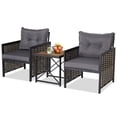thumbnail image 1 of Gymax 3PCS Rattan Furniture Set Acacia Wood Coffee Table & 2 Chairs Backyard Patio, 1 of 4